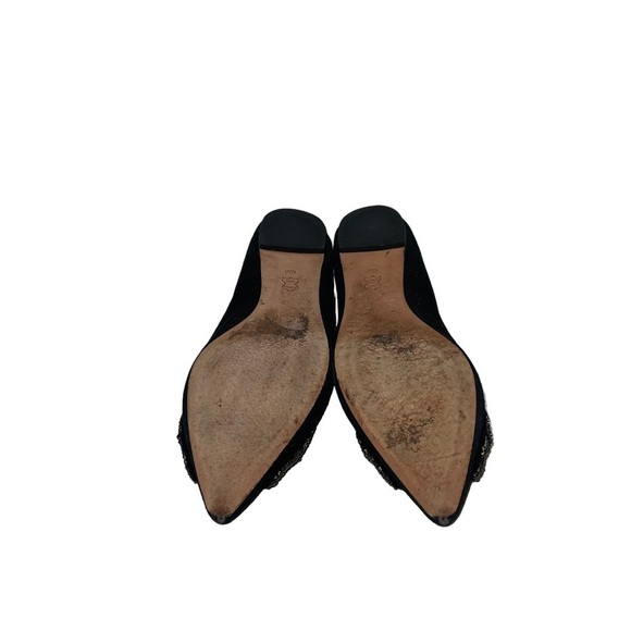 Tory Burch Vanessa Black Suede Beaded Bow Flats Women Shoes Size 8 - Picture 5 of 10